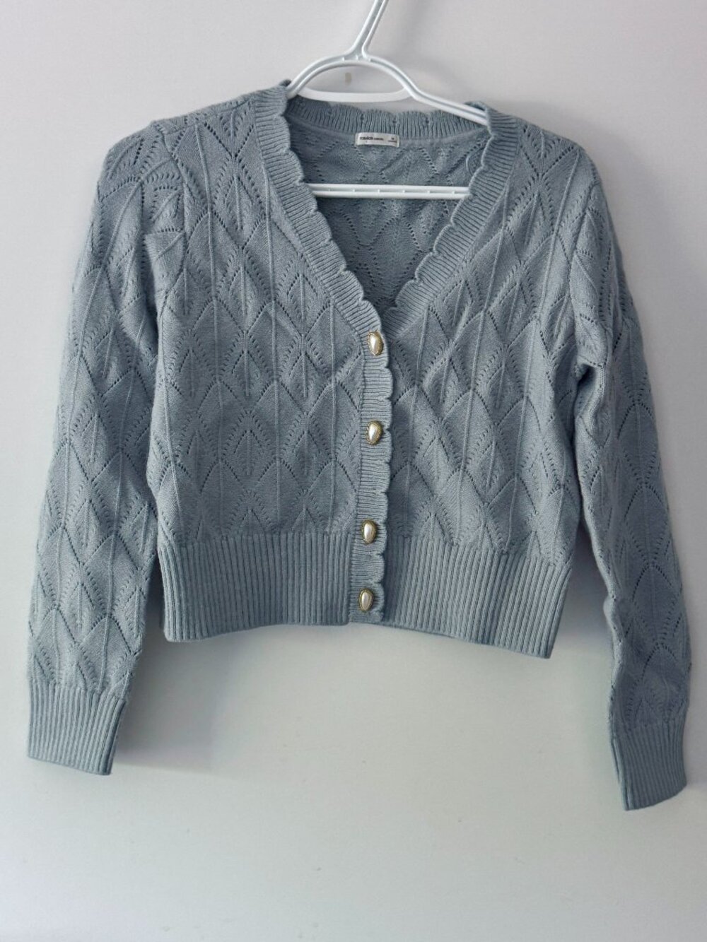 Dusty Blue Cropped Knit Cardigan 160/84A New